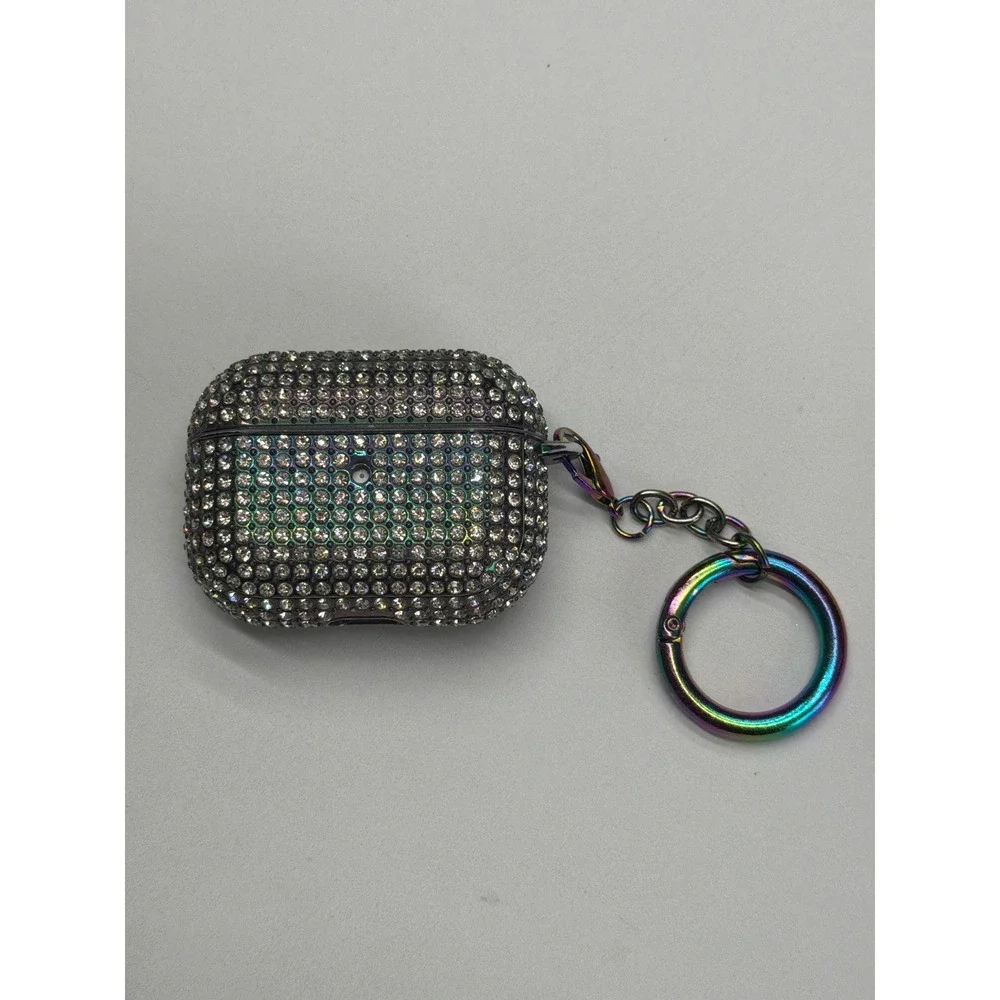 Sparkling Rhinestone Airpods‎ Pro Case Cover with Keychain Rainbow